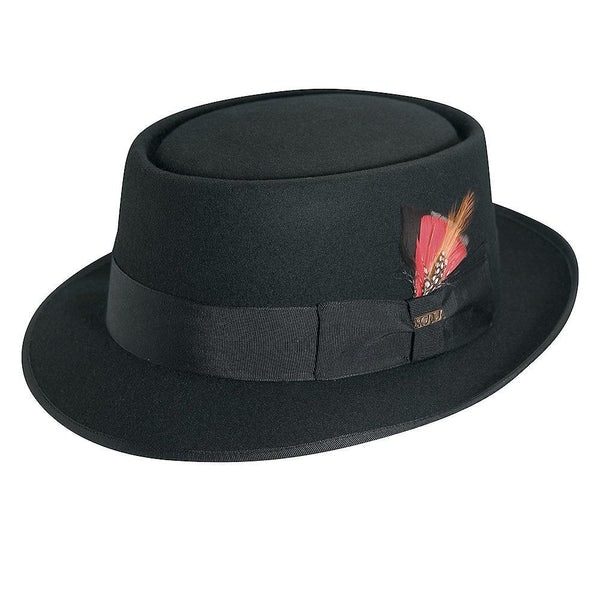 Legato – Scala WF509 Black Wool Felt Porkpie Hat