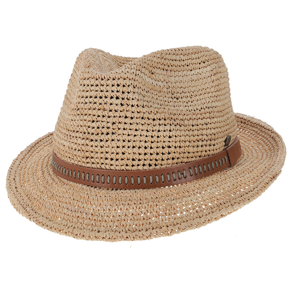 Cast Away – Walrus Hats Crocheted Raffia Straw Fedora Hat w/ Band