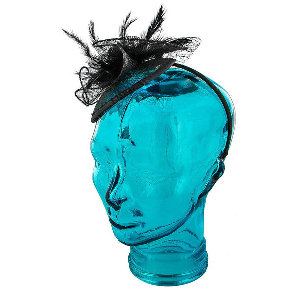 Jeanne Simmons Rose Black Sinamay Fascinator Hat