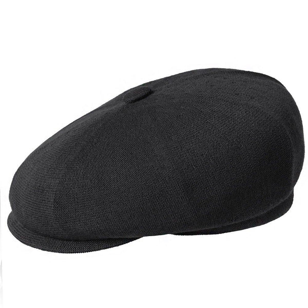 Kangol Bamboo Hawker Black 8 Panel Bamboo Flat Cap