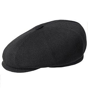 Kangol Bamboo Hawker Black 8 Panel Bamboo Flat Cap