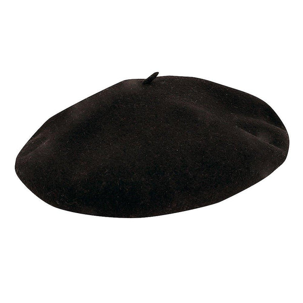 Basque France Black Wool French Beret Hat – 10″- Made in France