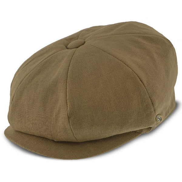 Hampton – Walrus Hats Sand Linen 8 Panel Newsboy Cap