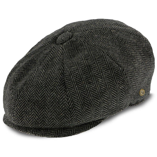 Shelby – Walrus Hats Grey Herringbone Wool Blend 8 Panel Kids Newsboy Cap (Toddler, Boys, Youth)